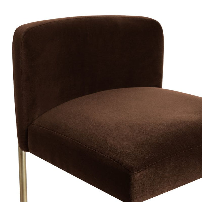 Leon Kitchen Stool - Dark Chocolate Velvet, Gold, 84.5cm H