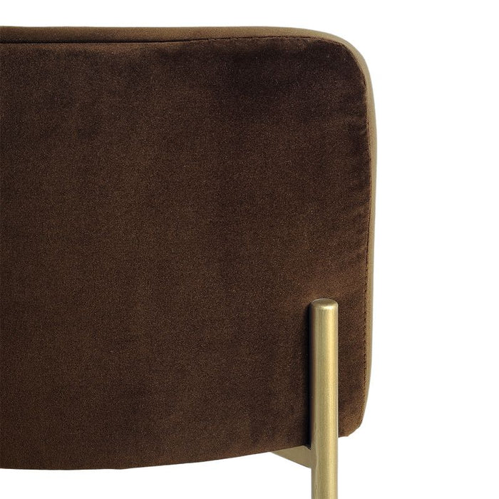 Leon Kitchen Stool - Dark Chocolate Velvet, Gold, 84.5cm H