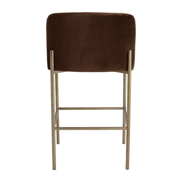 Leon Kitchen Stool - Dark Chocolate Velvet, Gold, 84.5cm H