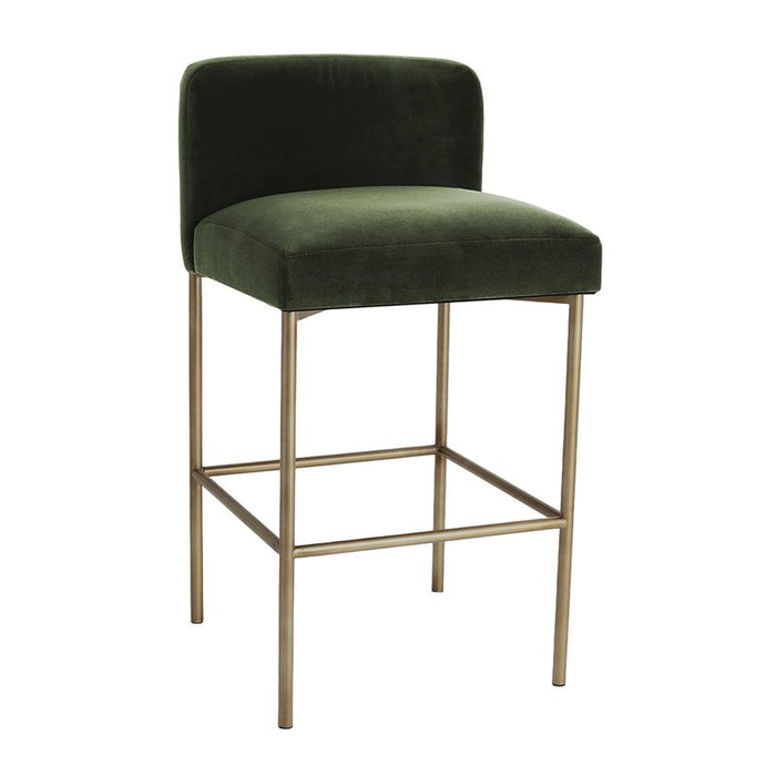 Leon Kitchen Stool - Moss Velvet, 84.5cm H