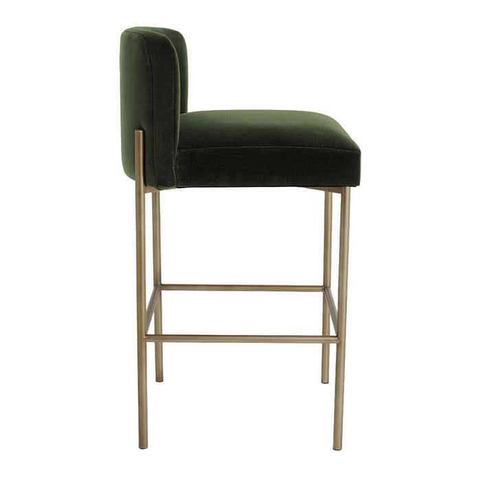 Leon Kitchen Stool - Moss Velvet, 84.5cm H