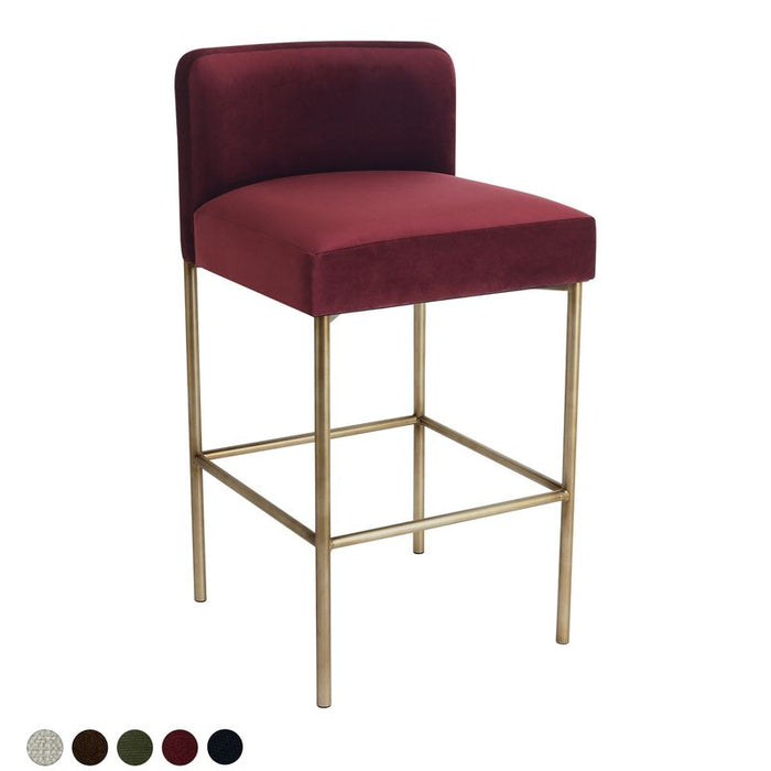 Leon Kitchen Stool - Mulberry Velvet, 84.5cm H