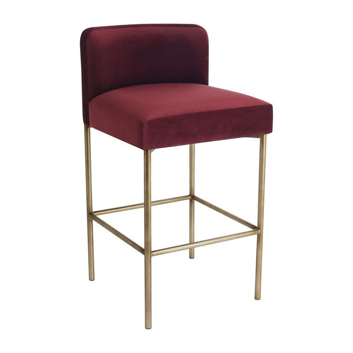 Leon Kitchen Stool - Mulberry Velvet, 84.5cm H