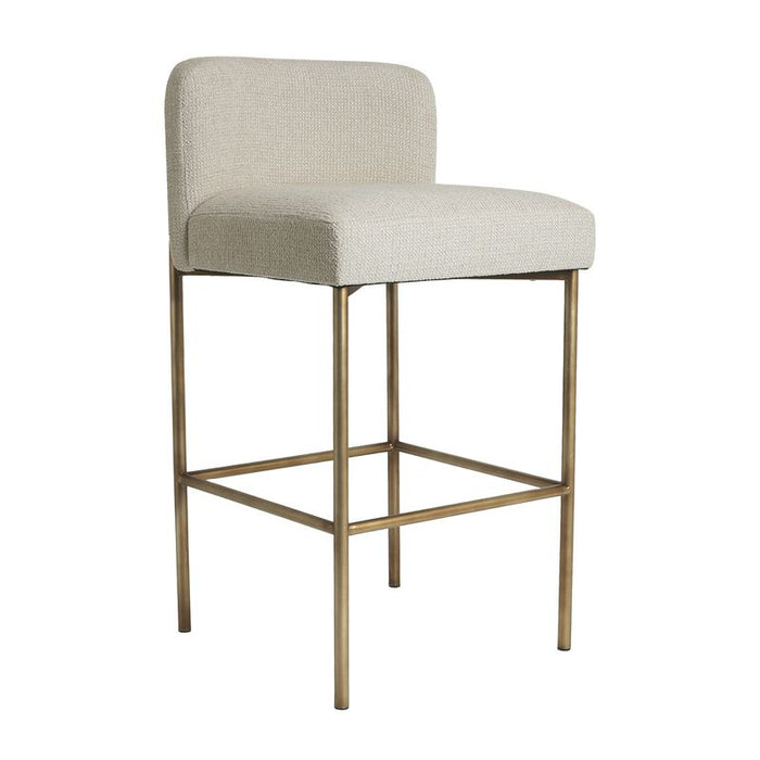 Leon Kitchen Stool - Speckle Ecru, Gold Linen Metal, 84.5cm H