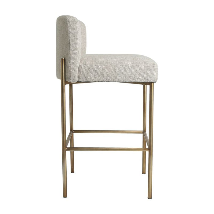 Leon Kitchen Stool - Speckle Ecru, Gold Linen Metal, 84.5cm H