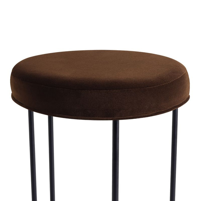 Blackley Black Iron Kitchen Stool - Dark Chocolate Velvet, 66cm H