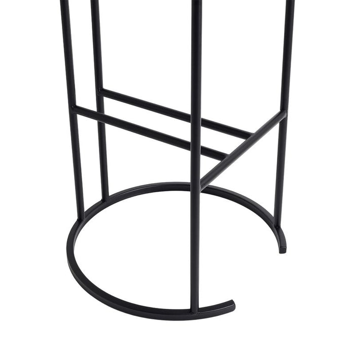 Blackley Black Iron Kitchen Stool - Dark Chocolate Velvet, 66cm H