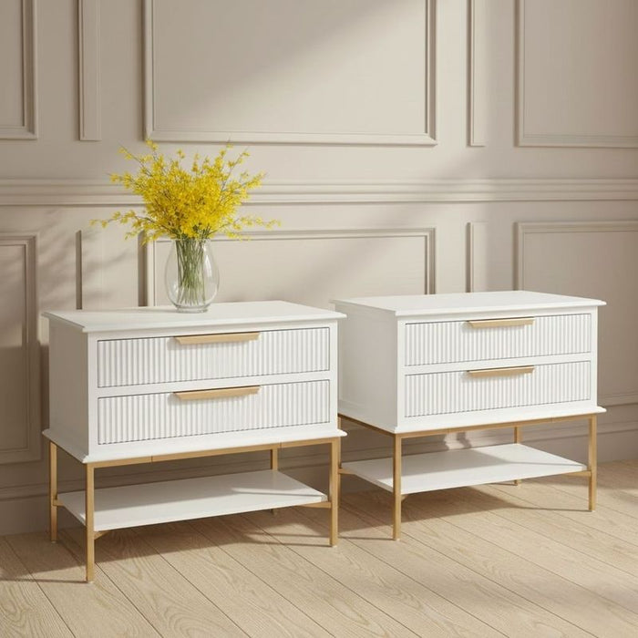 Aimee Large White Bedside Table Set of 2