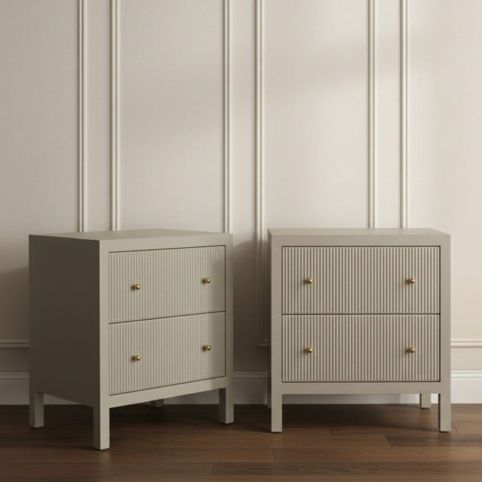 Ariana Large Beige Bedside Table Set of 2