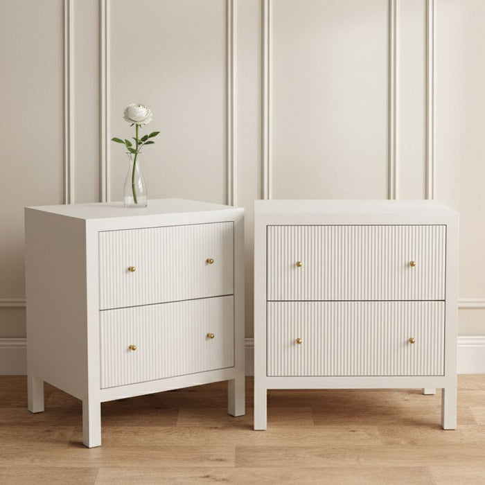 Ariana Large White Bedside Table Set of 2