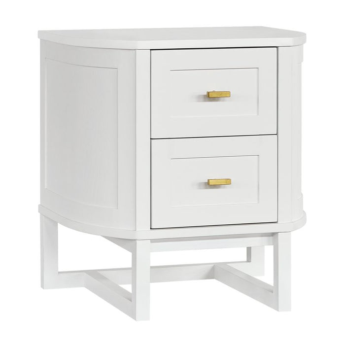 Theodore Small White Bedside Table Set of 2 - Wood Metal, 60cm H