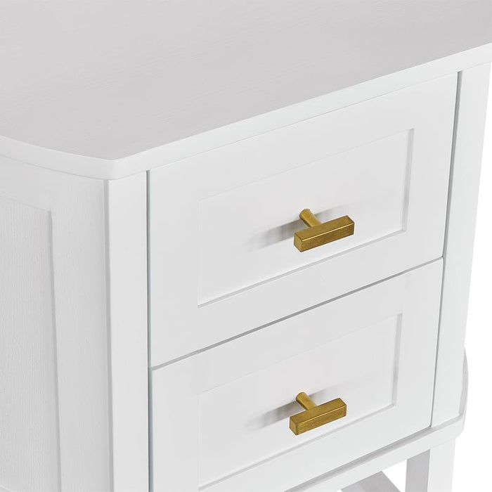 Theodore Small White Bedside Table Set of 2 - Wood Metal, 60cm H