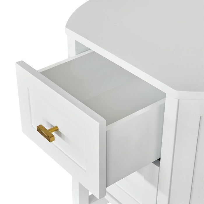 Theodore Small White Bedside Table Set of 2 - Wood Metal, 60cm H