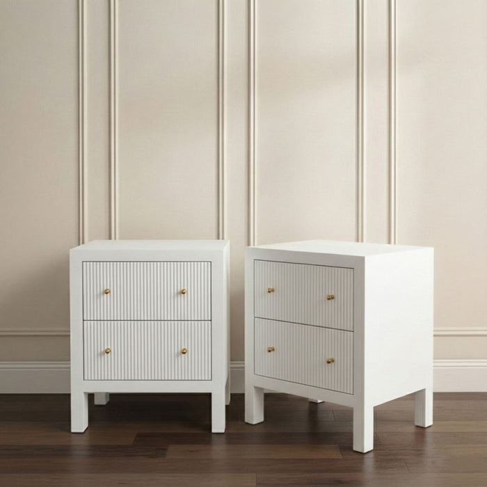Ariana Small White Bedside Table Set of 2