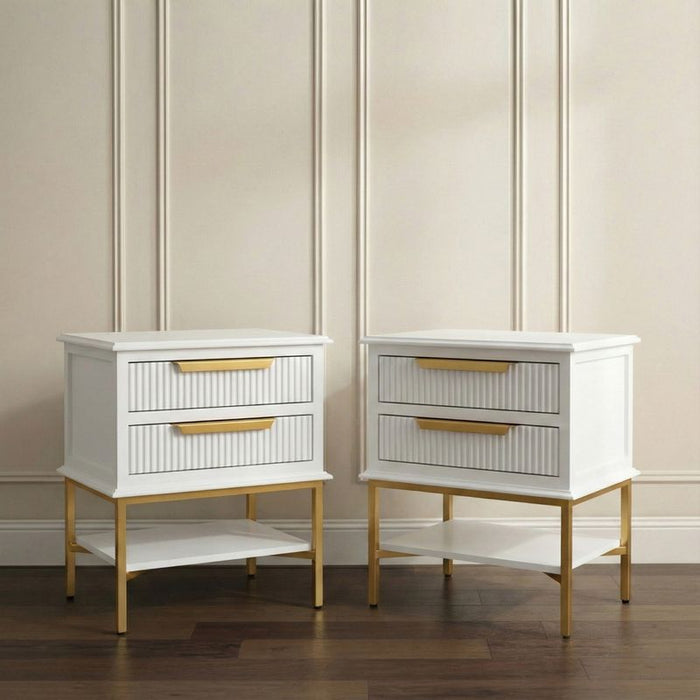 Aimee Small White Bedside Table Set of 2