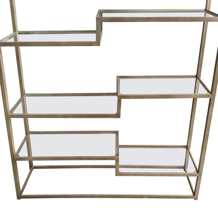 Mistique Glass Shelving Unit - Antique Gold