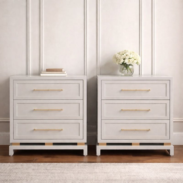 Pearl Large Grey Bedside Table Set of 2