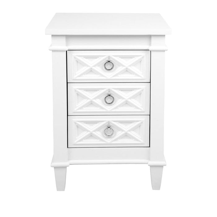 Plantation Small White Bedside Table Set of 2