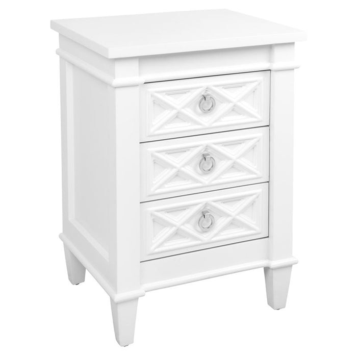 Plantation Small White Bedside Table Set of 2