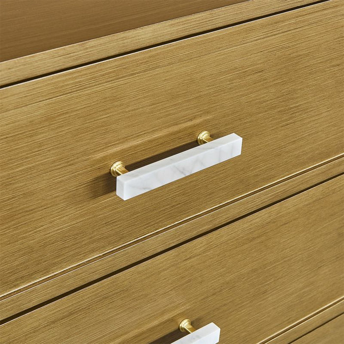 Jill 6 Drawer Chest - Antique Gold, Marble Wood