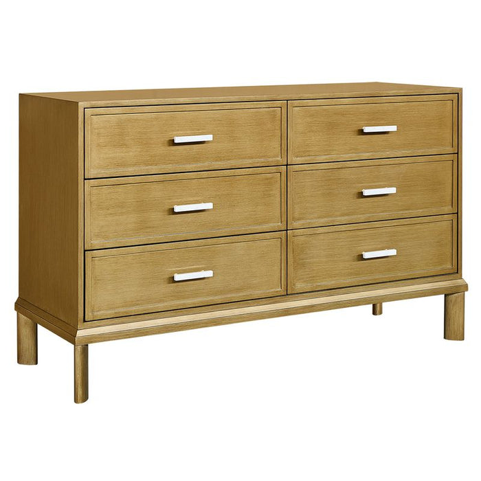 Jill 6 Drawer Chest - Antique Gold, Marble Wood