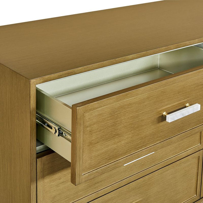 Jill 6 Drawer Chest - Antique Gold, Marble Wood