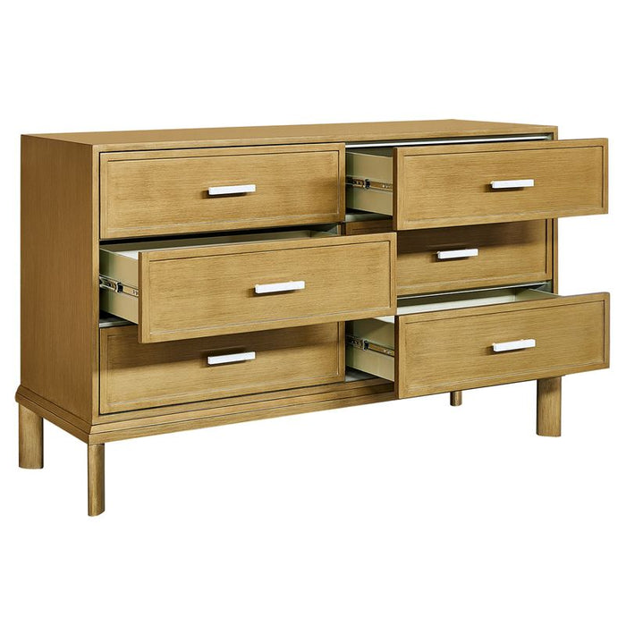 Jill 6 Drawer Chest - Antique Gold, Marble Wood