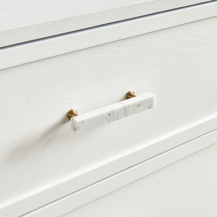 Jill 6 Drawer Chest - White, Marble Wood