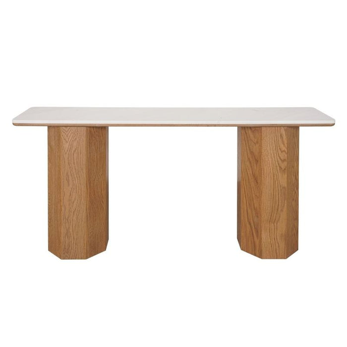 Barlow Marble Console Table - Natural Oak, 160cm
