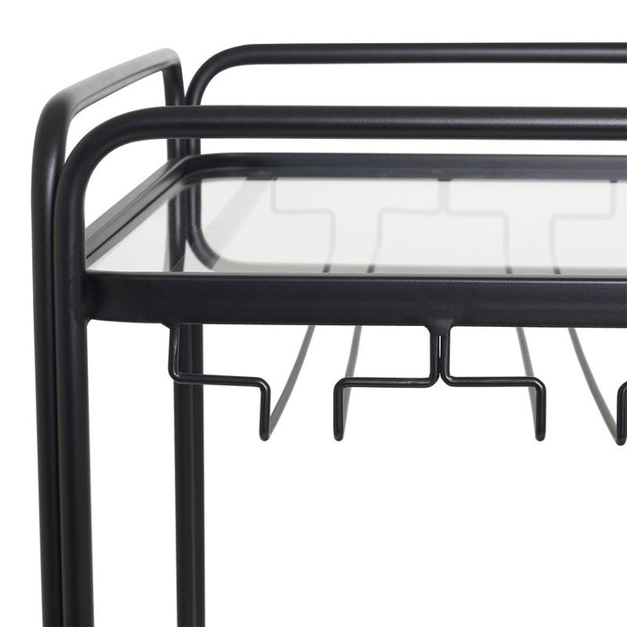 Wentworth Rectangle Bar Cart - Black, Marble Stone, 75cm