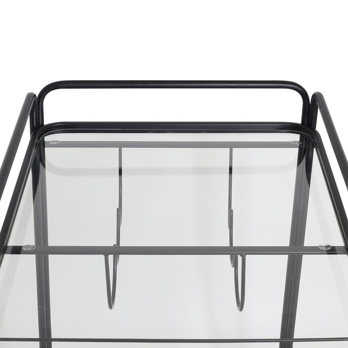Wentworth Rectangle Bar Cart - Black, Marble Stone, 75cm