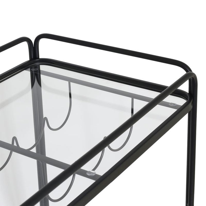 Wentworth Rectangle Bar Cart - Black, Marble Stone, 75cm