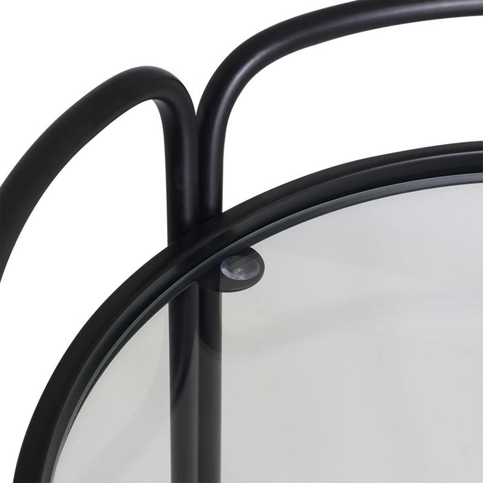 Wentworth Round Bar Cart - Black, Stone Glass, 45.5cm