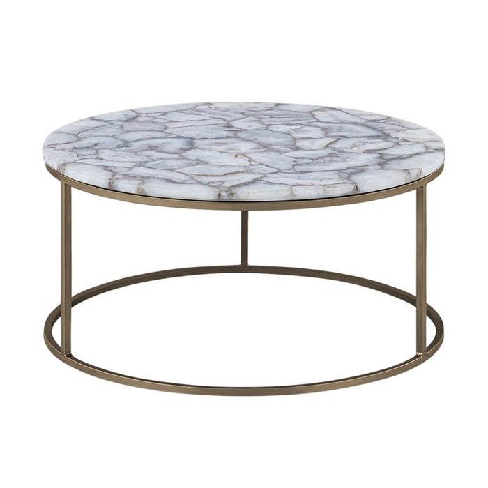 Monroe Agate Coffee Table - Marble Stone, 75cm