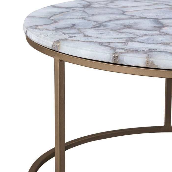 Monroe Agate Coffee Table - Marble Stone, 75cm