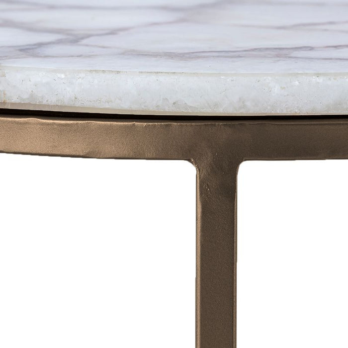 Violet Agate Nesting Side Tables - Stone Metal, 41cm