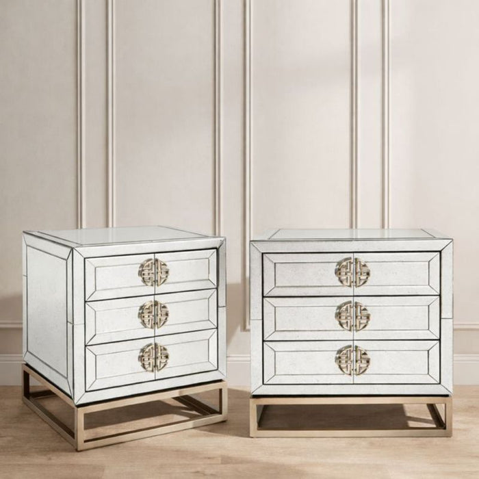 Rochester Mirrored Bedside Table Set of 2