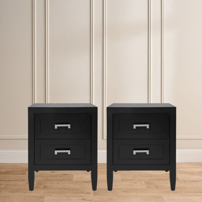 Soloman Small Black Bedside Table Set of 2