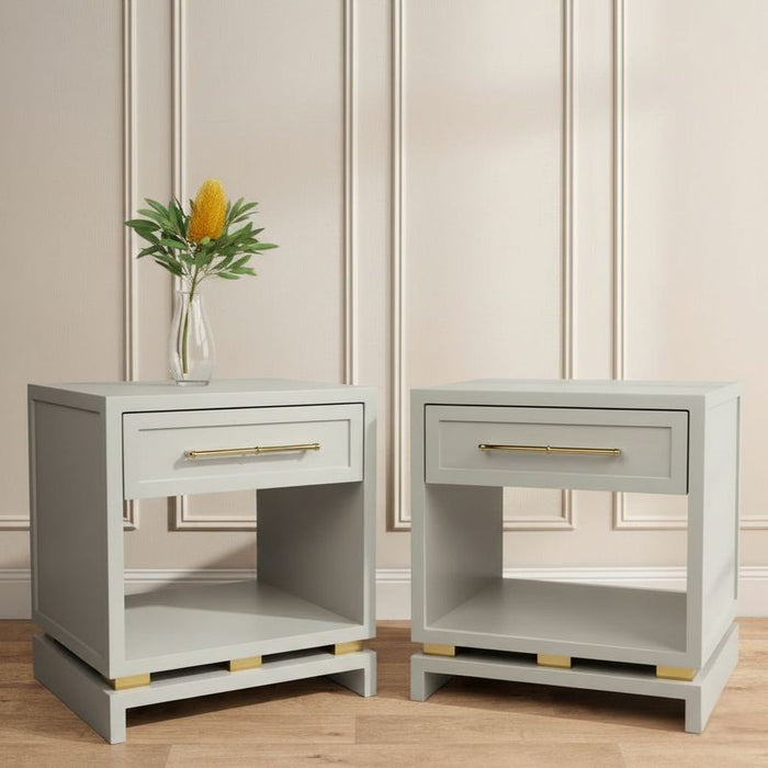 Pearl Small Grey Bedside Table Set of 2