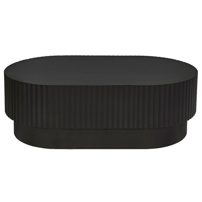 Avery Oval Coffee Table - Black, Wood, 121cm