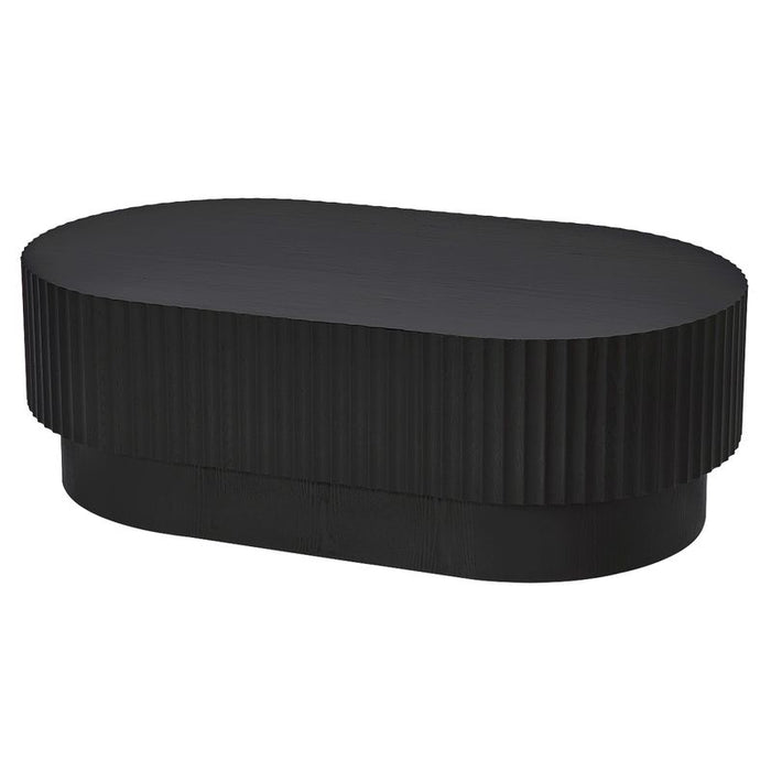 Avery Oval Coffee Table - Black, Wood, 121cm