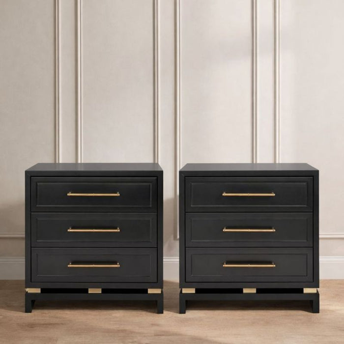 Pearl Large Black Bedside Table Set of 2