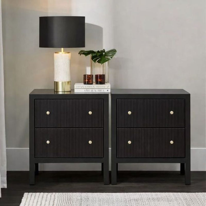 Ariana Large Black Bedside Table Set of 2