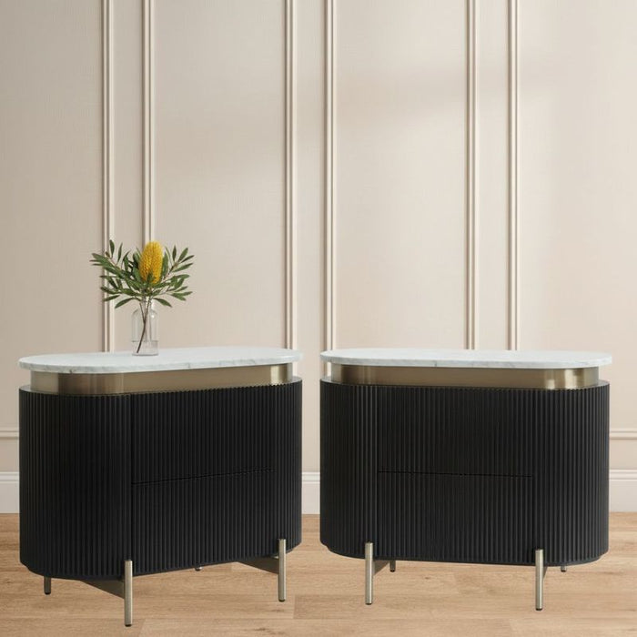 Demarco Black Bedside Table Set of 2