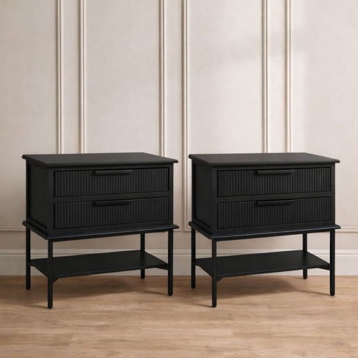 Aimee Bedside Table - Large All Black, Metal, 70cm H