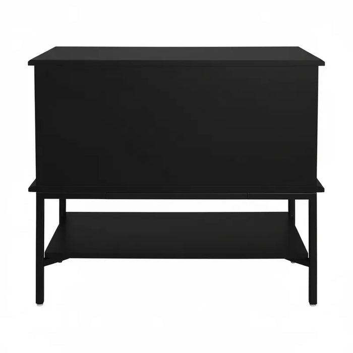 Aimee Bedside Table - Large All Black, Metal, 70cm H