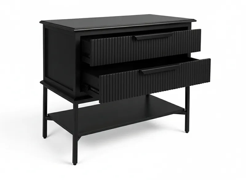 Aimee Bedside Table - Large All Black, Metal, 70cm H