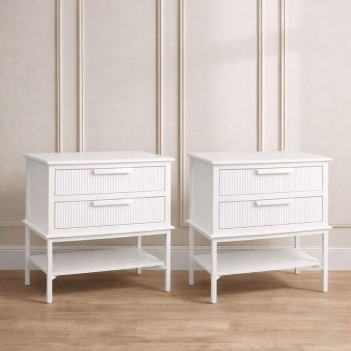 Aimee Large All White Bedside Table Set of 2