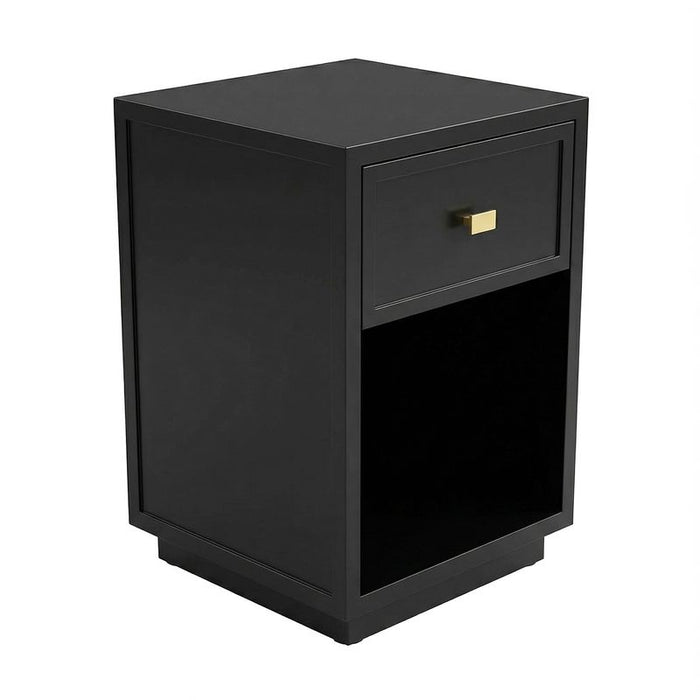 Logan Bedside Table - Petite Black, Metal, 60cm H