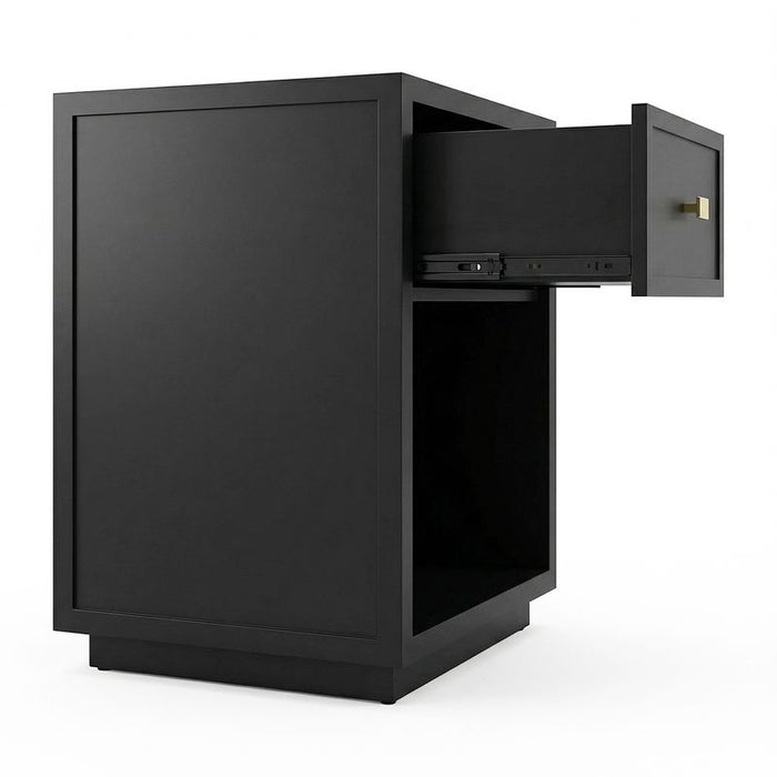 Logan Bedside Table - Petite Black, Metal, 60cm H